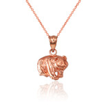 Rose Gold Tiny Grizzly Bear DC Charm Necklace