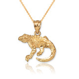 Yellow Gold Salamander Lizard DC Pendant Necklace