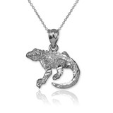 White Gold Salamander Lizard DC Pendant Necklace