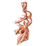Rose Gold Deer Buck Head DC Pendant