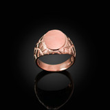Rose Gold Oval Signet Mens Nugget Band  Ring