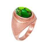 Rose Gold Green Copper Turquoise Statement Ring