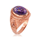 Rose Gold Masonic Purple Copper Turquoise Statement Ring