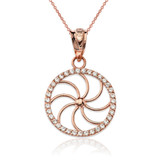 Rose Gold Armenian Eternity Diamond Bezel Charm Necklace