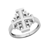 White Gold Jerusalem Cross Ring