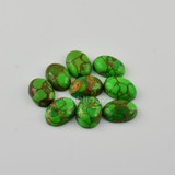 White Gold Green Copper Turquoise Fleur-De-Lis Gemstone Ring