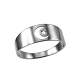Polished White Gold Islamic Crescent Moon Ring Band