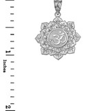 White Gold Om Lotus Mandala Pendant Necklace