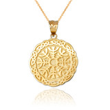 Yellow Gold Viking Compass Pendant Necklace