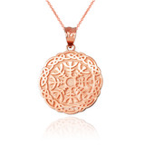 Rose Gold Viking Compass Pendant Necklace