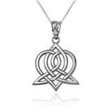 White Gold Celtic Heart Pendant Necklace