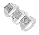 White Gold A-Z Diamond Letter Initial Square Ring
