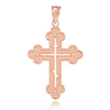 Rose Gold Russian Eastern Orthodox Diamond Cross Pendant