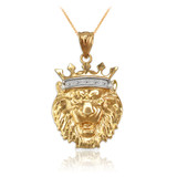 Yellow Gold Lion King Charm Necklace