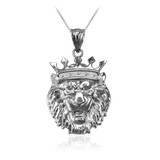 White Gold Lion King Charm Necklace