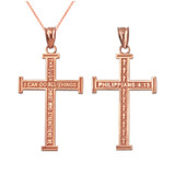 Rose Gold Reversible Christian Cross Pendant Necklace