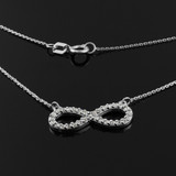 14K White Gold Diamond Infinity Necklace