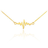 14K Polished Gold Heartbeat Pulse Necklace