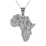 White Gold Africa Country Map Pendant Necklace