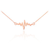 14K Polished Rose Gold Heartbeat Pulse Necklace