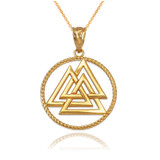 Yellow Gold Viking Valknut Pendant Necklace