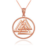 Rose Gold Viking Valknut Pendant Necklace