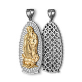 Two-Tone White and Yellow Gold Virgin Mary Pendant (S/M/L)