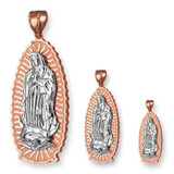 Two-Tone Rose and White Gold Virgin Mary Pendant (S/M/L)