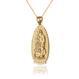 Yellow Gold Virgin Mary Pendant Necklace
