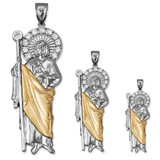 Two-Tone White and Yellow Gold St. Jude CZ Pendant (S/M/L)