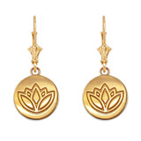 14K Yellow Gold Lotus Leverback Earrings