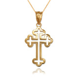 Yellow Gold Christian Apostolic Open Cross Pendant Necklace