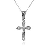 White Gold Crucifix Cross Diamond Charm Necklace