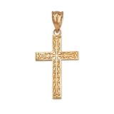 Yellow Gold Latin Cross Religious Pendant Necklace