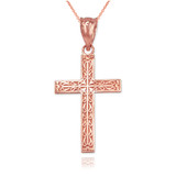 Rose Gold Latin Cross Religious Pendant Necklace