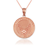 Rose Gold US Air Force Medallion Pendant Necklace