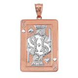 Two-Tone Rose Gold King of Spades Poker Card Hip Hop Pendant