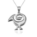 White Gold African Adinkra Sankofa Pendant Necklace