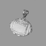 Satin DC White Gold Football Pendant Necklace