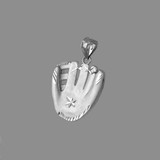 Satin DC White Gold Baseball Glove Pendant Necklace