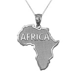 Africa Map White Gold Pendant Necklace