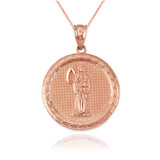 Rose Gold Santa Muerte Medallion Pendant Necklace