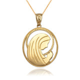 Yellow Gold Virgin Mary Silhouette Pendant Necklace