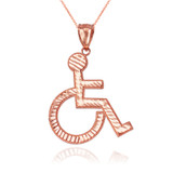 Rose Gold Handicap Sign Wheelchair Emoji DC Pendant Necklace