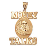 Yellow Gold MONEY TALKS Benjamin Franklin Hip-Hop Pendant