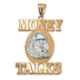 Two-Tone Yellow Gold MONEY TALKS Benjamin Franklin Hip-Hop Pendant