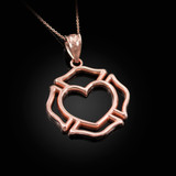 Rose Gold Firefighter Heart Pendant Necklace