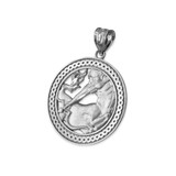 White Gold Zodiac Medallion Satin DC Pendant Necklace
