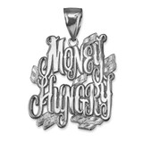 White Gold MONEY HUNGRY Hip-Hop Pendant