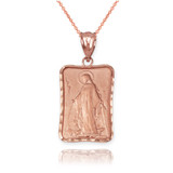 Rose Gold Virgin Mary Miraculous Satin DC Pendant Necklace